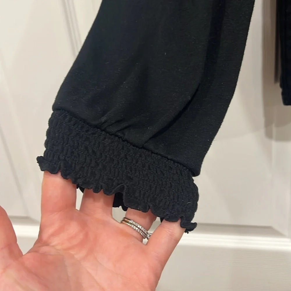 J. Crew Factory High Neck Ruffle Top Black Womens Size XL - Picture 5 of 9